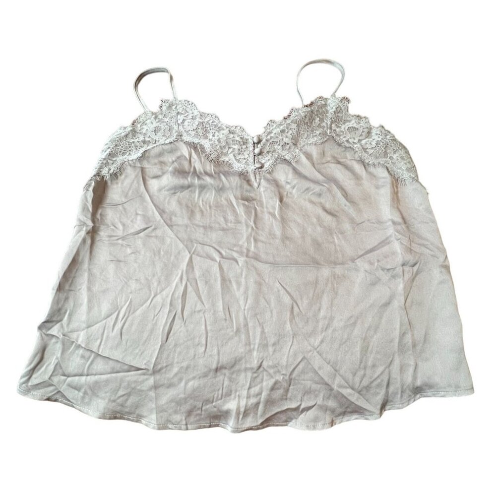 Abercrombie & Fitch Women's  Silky‎ Lace Trim Camisole Top M Grey Y2K